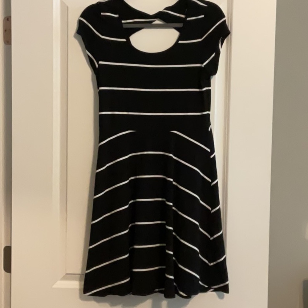 SO brand black and white knit skater style dress size large